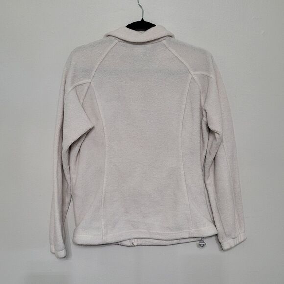 Columbia Women’s Medium White Fleece Zip Up Jacket Long Sleeve Outdoor GUC - Picture 3 of 5